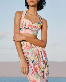 Çiçek Desenli Bralet & Etek Takımı
