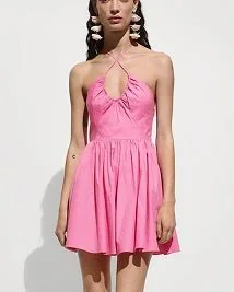 Halter Yaka Mini Elbise