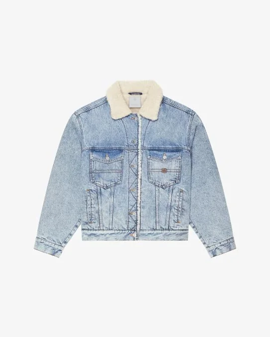 Kürk Yakalı Denim Ceket