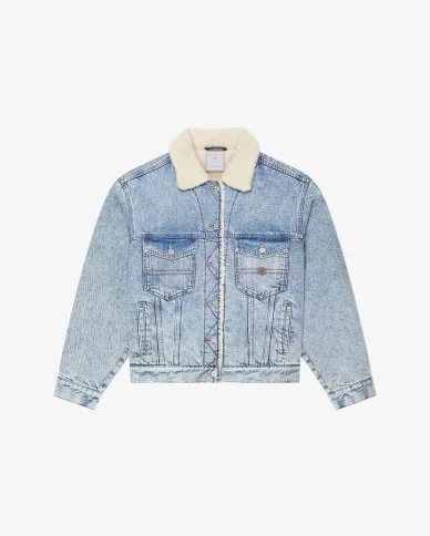 Kürk Yakalı Denim Ceket