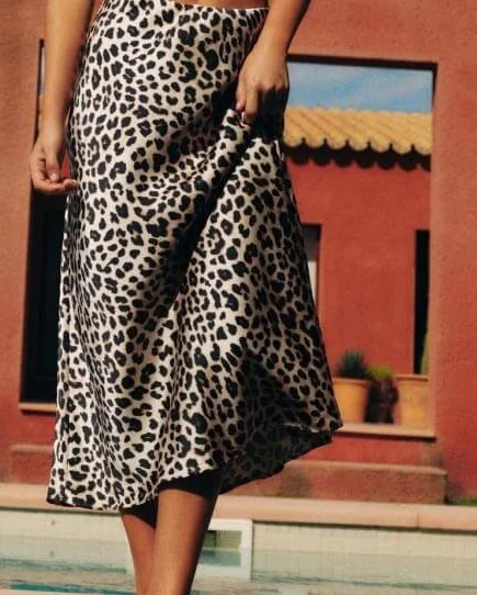 Leopar Desenli Saten Etek