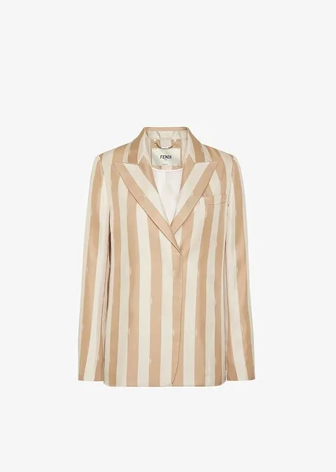 Çizgili Keten Blazer