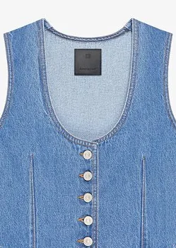Düğmeli Denim Yelek