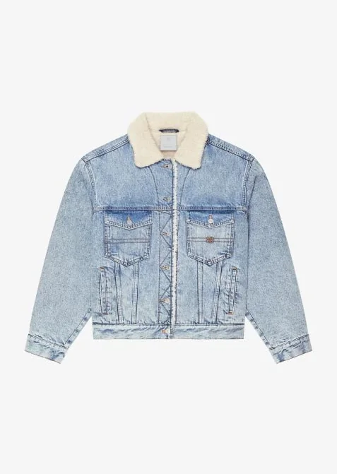 Yün Yakalı Denim Ceket